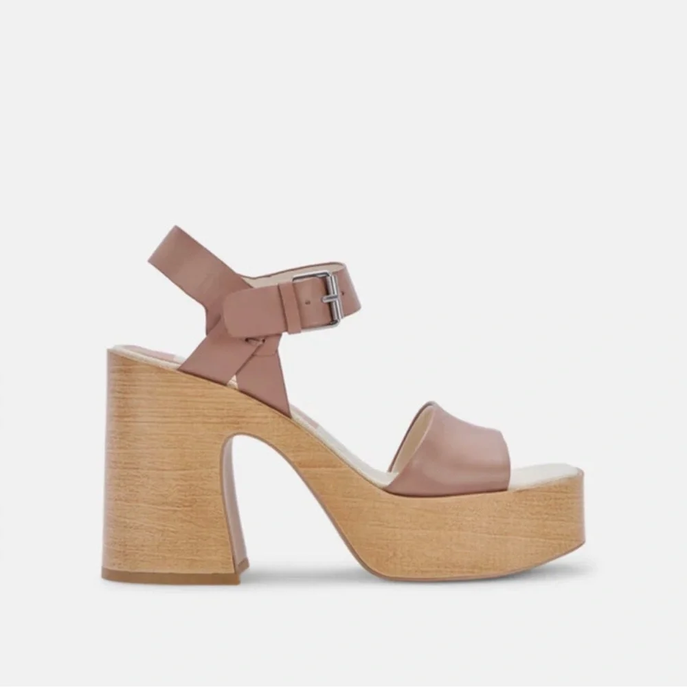Dolce Vita Women's Wallis Heeled Wedge Platform Cafe Leather Sandal Size 9‎